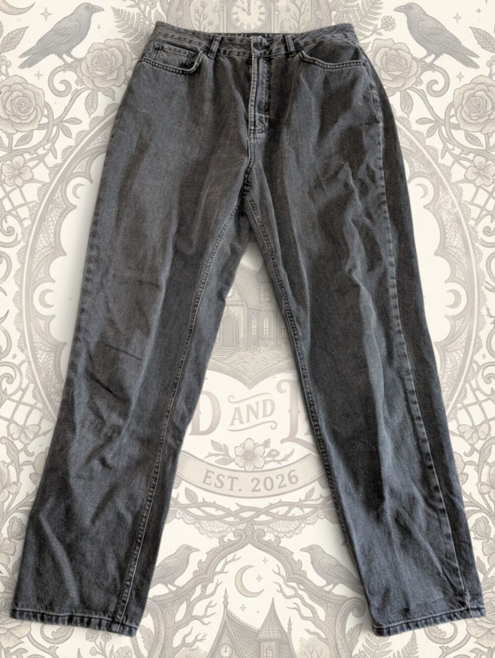 BDG Urban Outfitters Washed Black High Rise 100% Cotton Tapered Mom Jeans W31